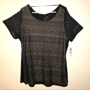 NWT Black Lace Geometric Top - INC brand